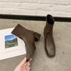 Women's Boots 2024 Autumn Winter  Boots Thick Heel Square Toe Short Boots Women Knitted Stretch Boots of Women Retro Wild