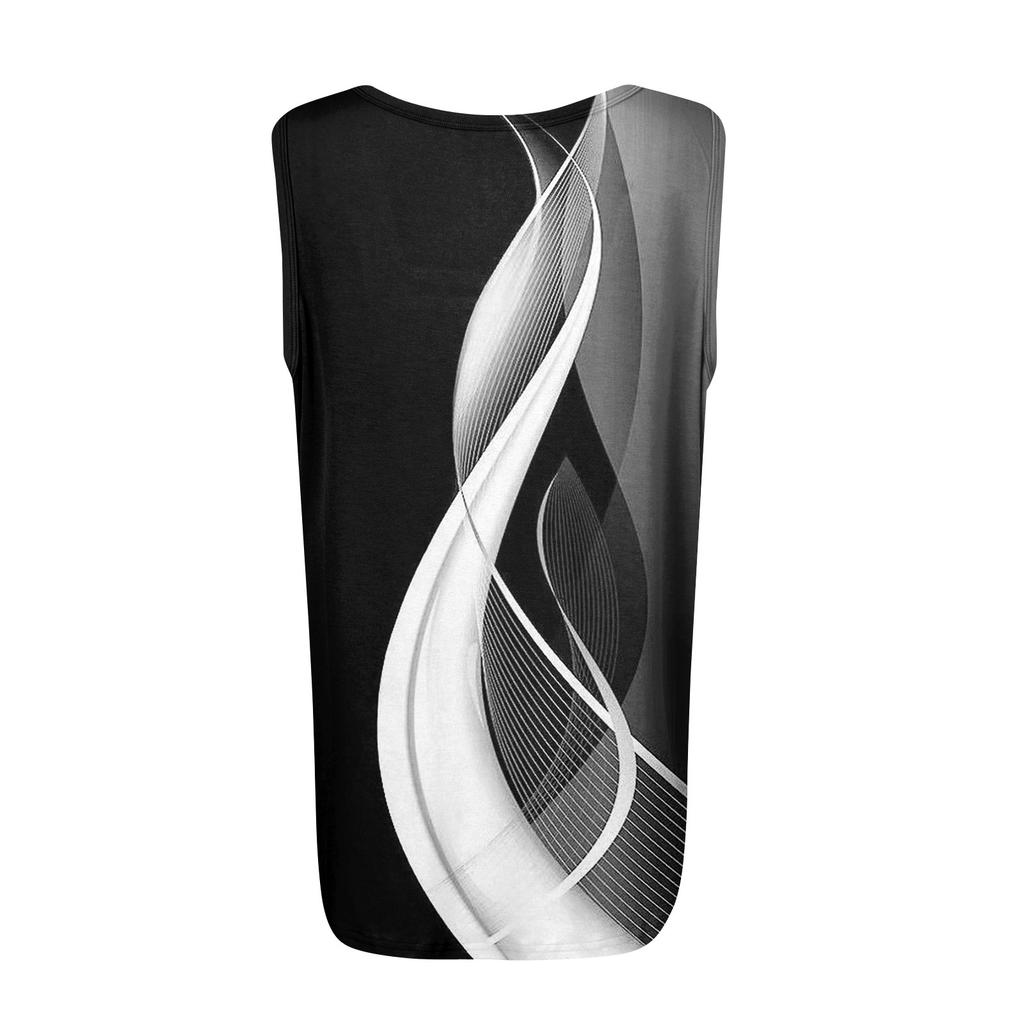 Women's Pleated Square Collar Sleeveless Vest Print T-shirt