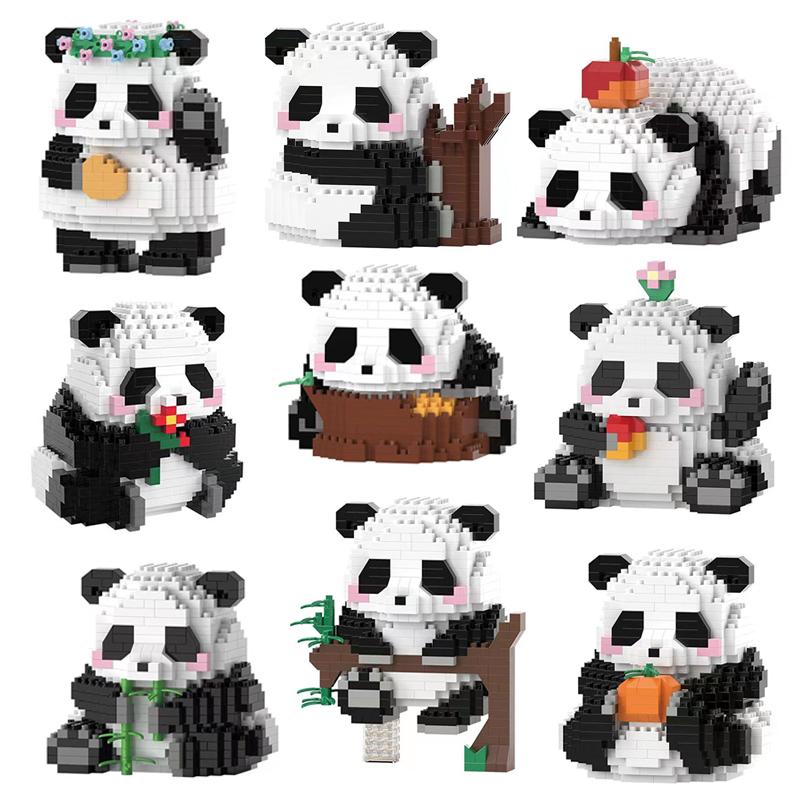 Любители панд Креативные микро строительные блоки 3D мини-модель Набор Moc Diy Подарок Рождественский декор Детские игрушки