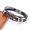 Плетеный браслет-гитара из цинкового сплава с регулируемой пряжкой, ручная плетеная искусственная кожа, 3 слоя
