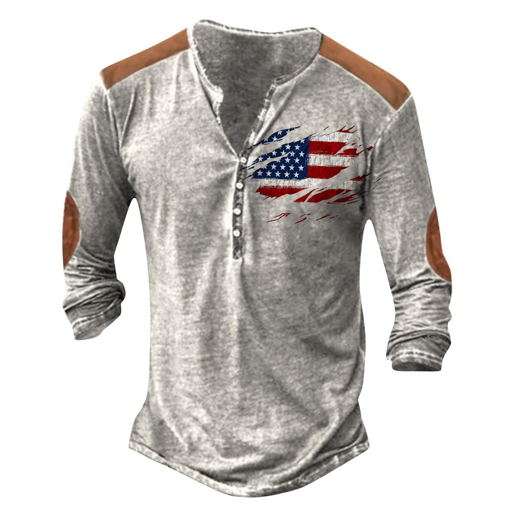 Мужская футболка с принтом на открытом воздухе, свободный топ с длинными рукавами на пуговицах в стиле ретро