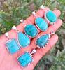 Amazonite Gemstone 925 Sterling Silver Plated Handmade 5 PCs Fancy Pendants Jewelry SEN-305