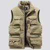 Men's Plus Size Fleece Work Sleeveless Jacket Many Pocket Winter Warm Jackets