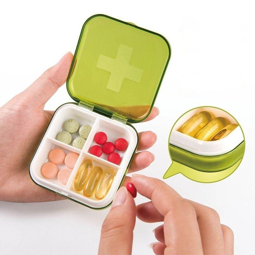 Sealed Medicine Box 4 Grids Tablet Holder Container Portable Pill Organizer Case  Travel