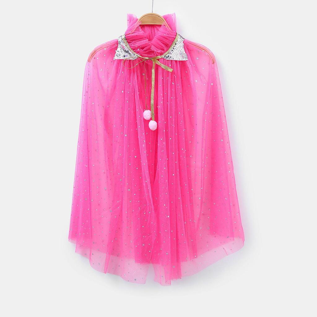 Elsa Frozen Princess Snowflake Cape for Kids - Birthday & Stage Performance Veil