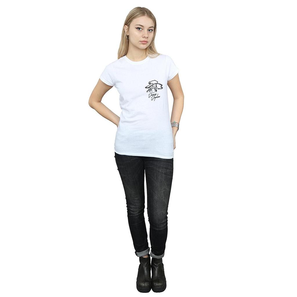 Janis Joplin Womens/Ladies Outline Sketched Cotton T-Shirt