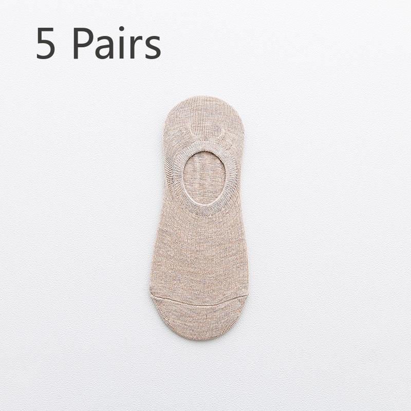 5 пар женских весенних и летних невидимых силиконовых нескользящих носков-лодочек с небольшим горлом