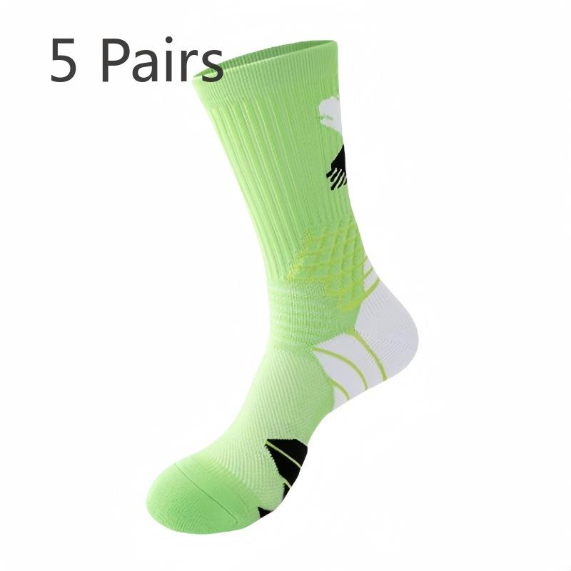 5 пар мужских утолщенных носков-труб с махровой подошвой для профессионального баскетбола