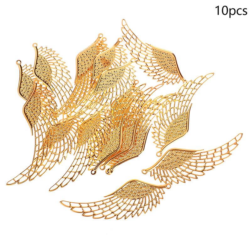 10 шт. Золотистый/Серебристый/Бронзовый филигранный декор Подвеска Крылья ангела Металлические изделия Для DIY Головные уборы Ювелирные аксессуары