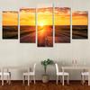 Wall Art 5 Pieces Sunrise Landscape Pictures Sunset Highway Posters Canvas Paintings Living Room Home Decor HD Prints No Frame