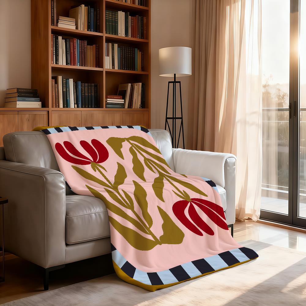Flower Stylish FrameS Blanket Soft Throw Blanket for Home Bedroom Bed Sofa Picnic Travel Office Rest Cover Blanket Gift