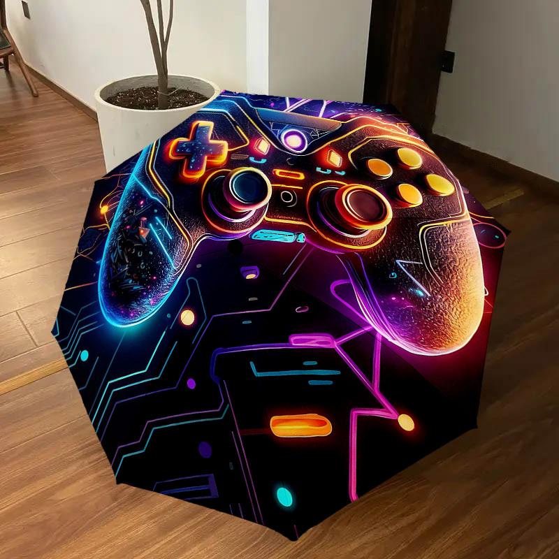 1PC gamepad technology Umbrella-8-Rib Reinforced Portable Folding Travel Suitable for All Seasons Outdoor Daily Use -J0348
