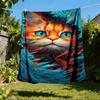 1pc Vibrant Cat Portrait Print Outdoor Blanket, Lightweight Polyester,