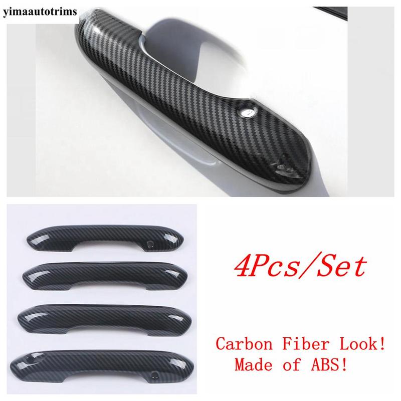 Car Outer Door Handle Bowl Decoration Protection Cover Trim ABS Chrome / Carbon Fiber Accessories For Ford Explorer -