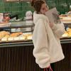 Женская модная теплая куртка из искусственного меха с капюшоном, свободное милое плюшевое пальто средней длины, свободное пальто осень-зима