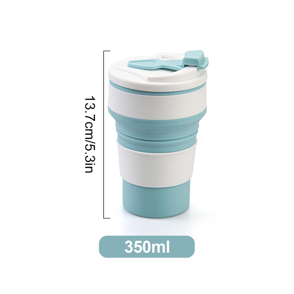 Leeseph Collapsible Travel Cup, Silicone Portable Drinking Mug with Lid for Water, Coffee, Drinks for Hiking & Picnic(350/500ML)