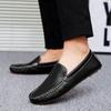 Мужские повседневные кожаные мокасины Мужская обувь на плоской подошве Мокасины Деловая минималистская обувь для мужчин Черные туфли без застежек для вождения Отдых Прогулки