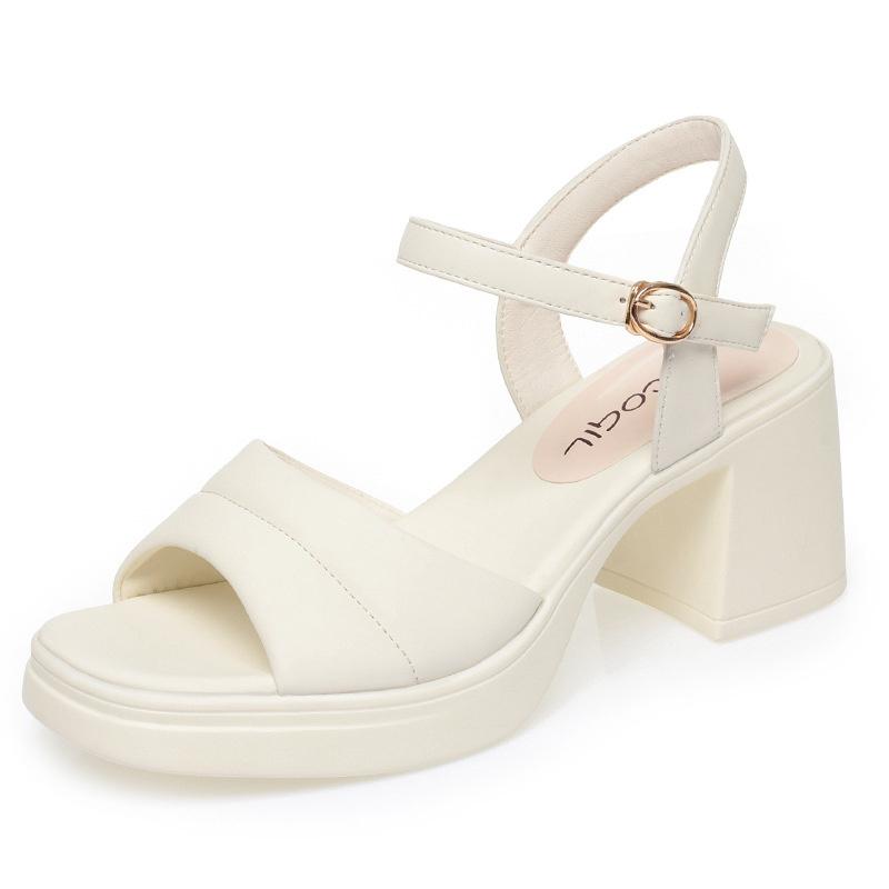 Fashion Fashionable Thick-Soled One-Strip Sandals For Women With Thick Heels Open Toes Soft Sole Versatile High Heels Simple Comfortable