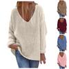 Women's  And Winter Loose Solid Color V-neck Long-Sleeved Knit