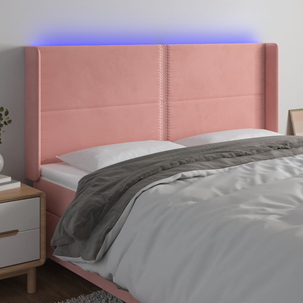 LED Headboard Pink 163x16x118 128 cm Velvet