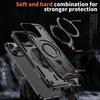 Бронированный чехол для iPhone 16 13 12 14 15 Pro Max Plus Магнитный Magsafe Беспроводная зарядка Вращающееся на 360 градусов кольцо-подставка Противоударный чехол