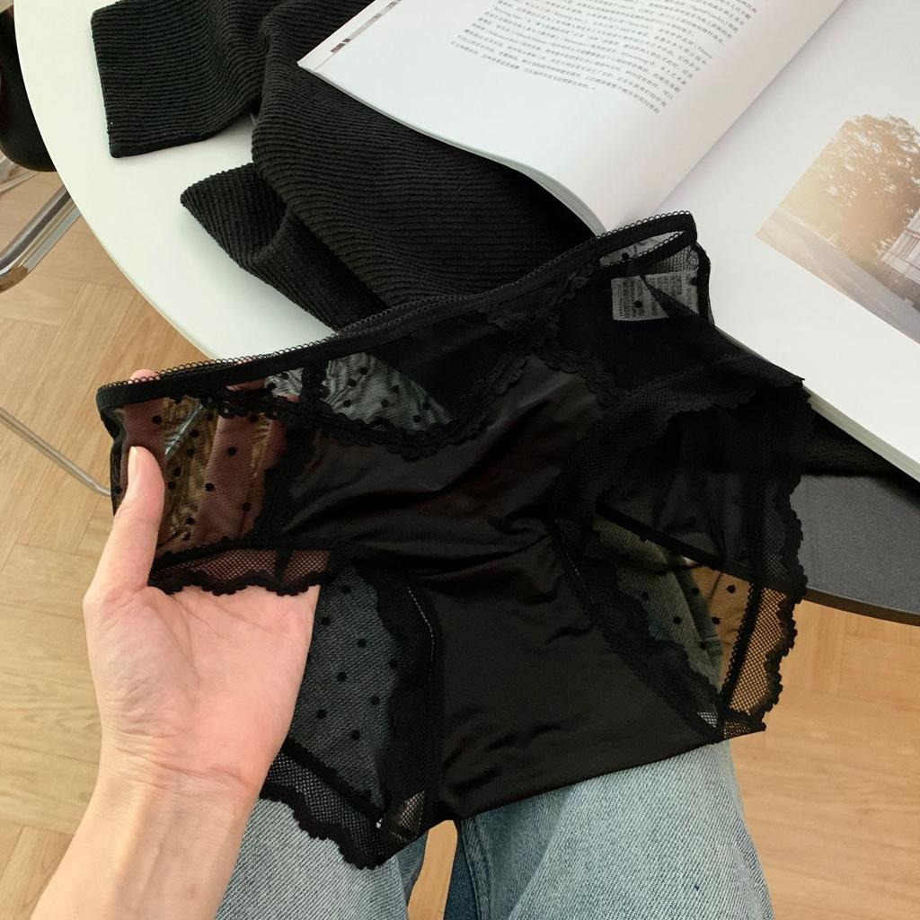 Women's Spring Summer Lace Mesh 10A Antibacterial Low Rise Panties