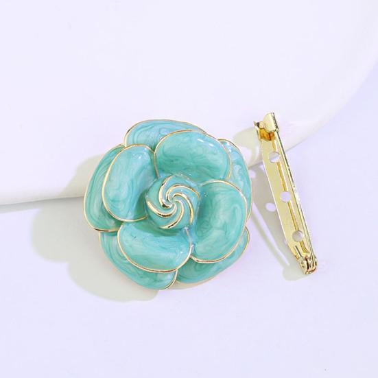 Scarf Button Camellia Shape Alloy Brooch with Glossy Glaze Sweaters Collars Hats Bags Coats Scarves Badge Outfit