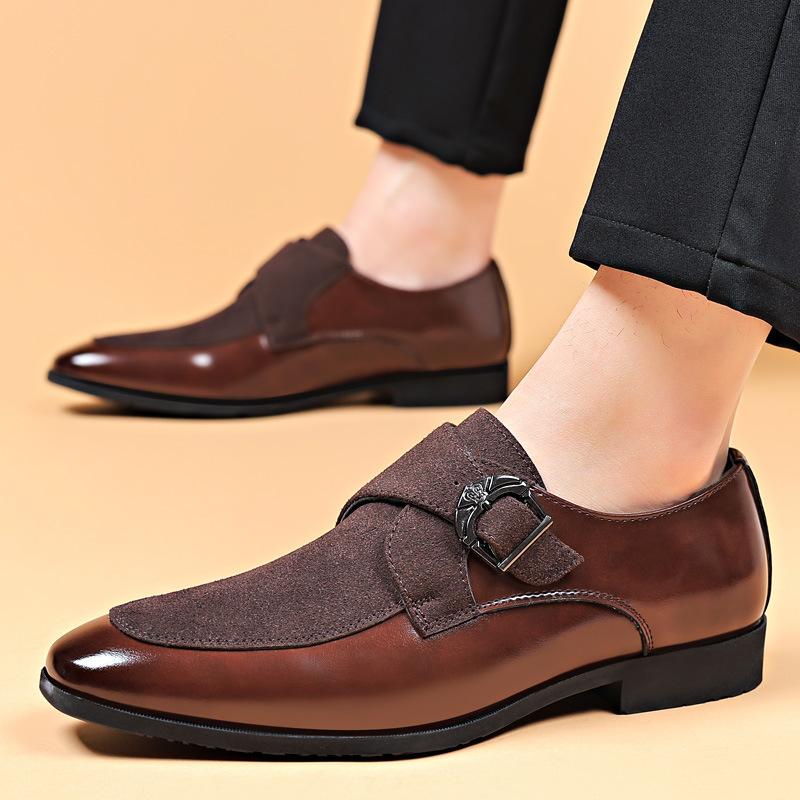 Fashion Casual Business Shoes for Men Point Toe Men Dress Buckle Shoes Luxury Men's Wedding Formal Shoes Derby Party Oxford Footwear
