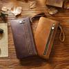 Leather Zipper Large Capacity Pencil Pen Pouch Bag With Zip Pocket Retro Pen Case Stationery Storage