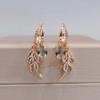Korean Trendy Zircon Feather Drop Earrings for Women Fashion Gold Color Earring Jewelry Party Accessories