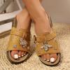2025 Summer New Casual Slippers Platform Open-Toe Women's Shoes with Metal Decor & Crystal Buckle Embellished Footwear