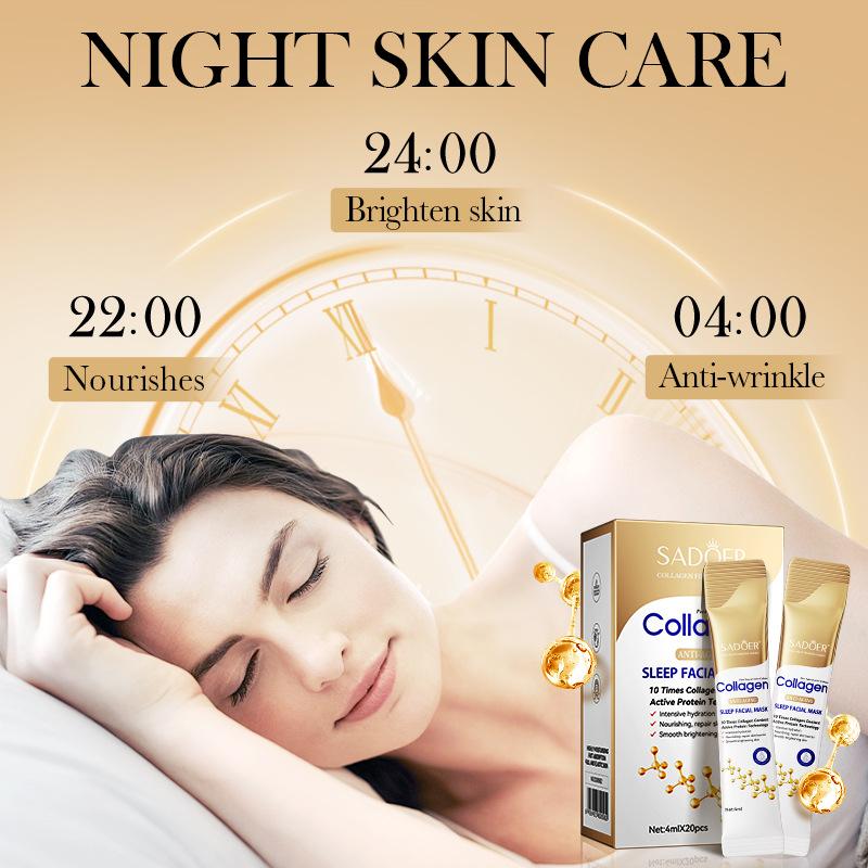 4mlX20pcs Collagen Anti-wrinkle Hydrating Sleeping Mask Deeply Moisturizing and Firming Skin for Daily Facial Skin Care Brighten Facial Mask
