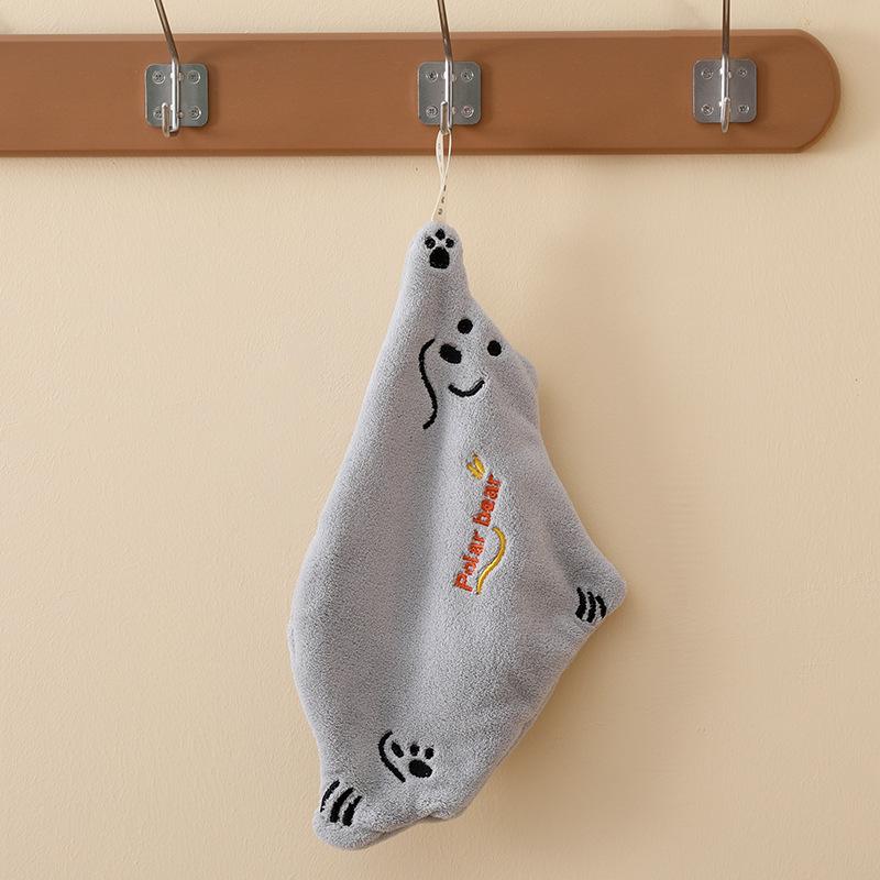 Cartoon Polar Bear Quick-Dry Hand Towel for Kids - Cute & Absorbent