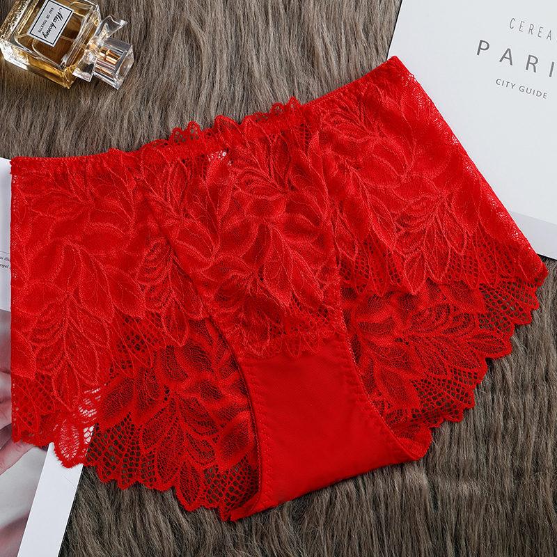Large Size Panties Sexy Lace Women's Hollow Out Underpants High Waist Cotton Crotch Briefs Boyshorts for 100kg
