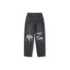 Li Ning X Pleasures Collaboration, однотонные рваные прямые джинсы из денима, мужские джинсы, черные AJQT383-1