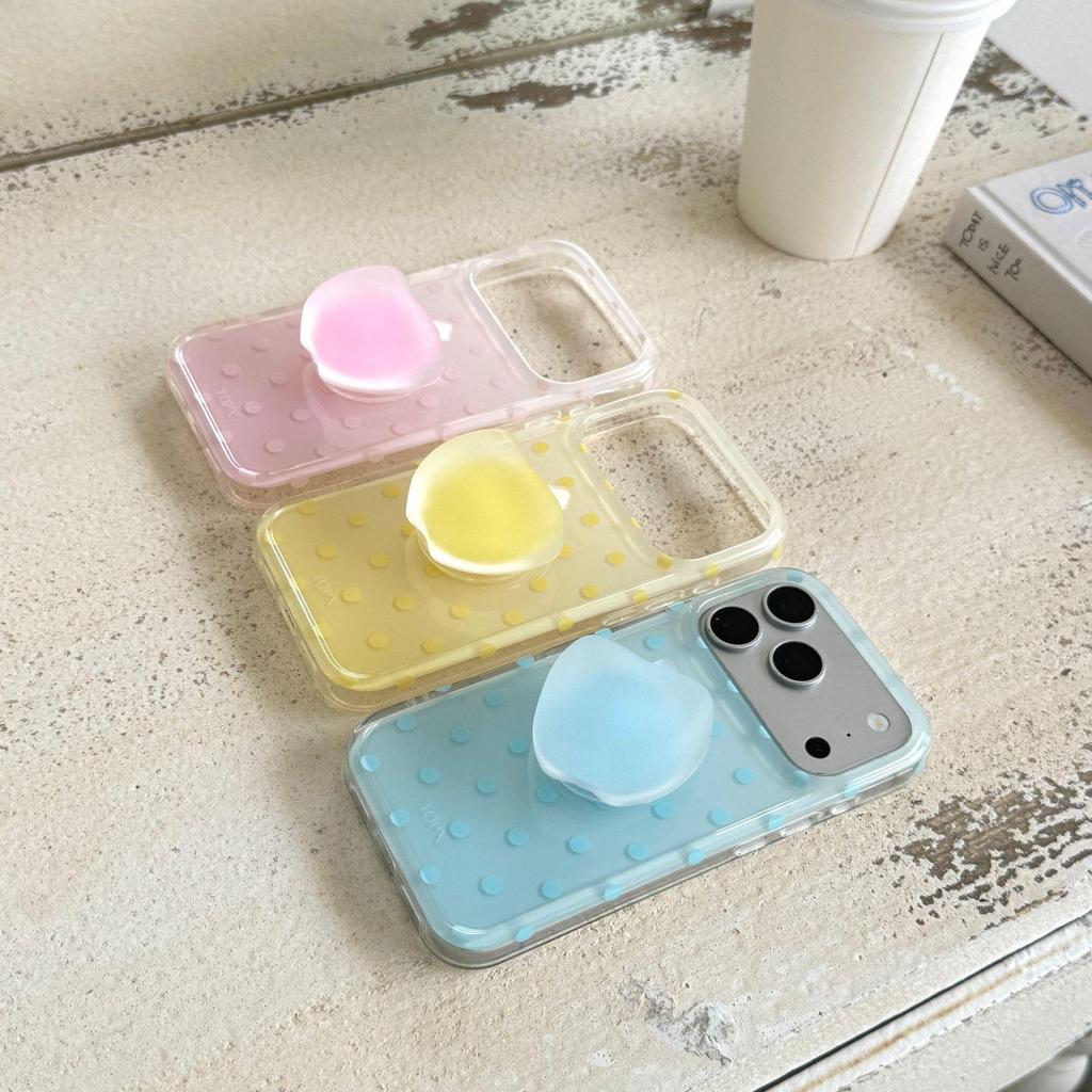 Korean Style Polka Dot iPhone 17 Pro Max Stand Case Compatible with iPhone 16/15 for Women