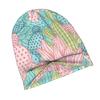 ZLIENSZUS Pastel Cacti Knit Hat - Cactus Print Beanie with Flat 2D Cacti, Soft Suitable for City Walks, Casual Outfits, Casual Attire, Fashionable for