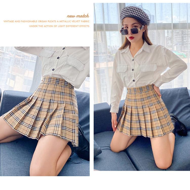 10 цветов решетчатая юбка Y2k корейская клетчатая плиссированная женская юбка фиолетового цвета с высокой талией и короткой защитной подкладкой школьная форма мини-юбки трапециевидной формы для девочек