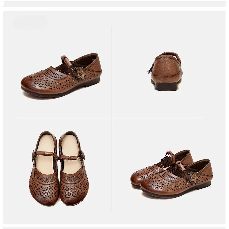 Johnature Неглубокий круглый носок плоская женская обувь повседневная универсальная полая дышащая мягкая подошва обувь