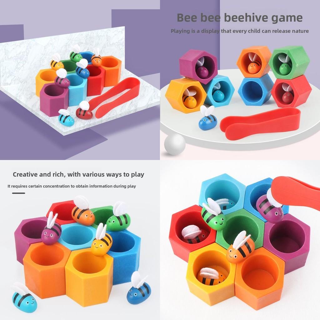 Деревянный Пик Монтессори Коробка Игрушки Развивающая Головоломка Малыши Внимание Сортировка по Цвету