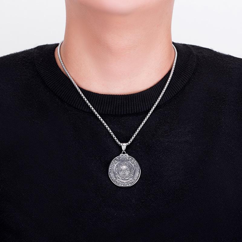 Ретро подвеска-ожерелье из титановой стали с тибетскими триграммами и знаками зодиака для мужчин и женщин