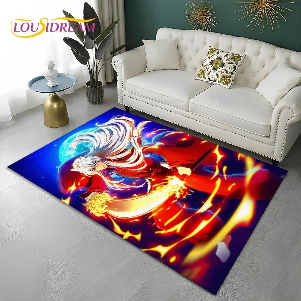 Классический мультяшный 3D ковер в стиле аниме Inuyasha, ковер для дома, гостиной, спальни, дивана, коврика, декор, детский коврик, нескользящий напольный коврик
