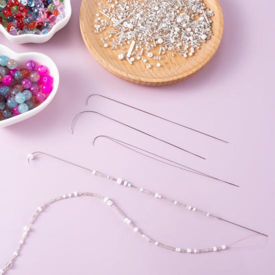 2/5 шт. иглы для бисероплетения с большим ушком, изогнутые, из нержавеющей стали, с увеличенным ушком, легко заправляющиеся иглы для бисера, иглы для изготовления браслетов, ожерелья, изготовления ювелирных изделий