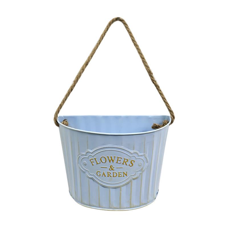 Vintage Half-Round Hanging Wall Flower Basket for Garden, Courtyard, or Balcony