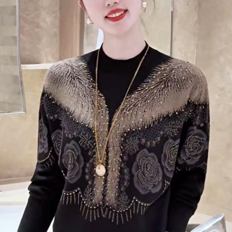 Осенне-зимняя вязаная бархатная свободная рубашка против скатывания - Мода для омоложения для женщин и мам