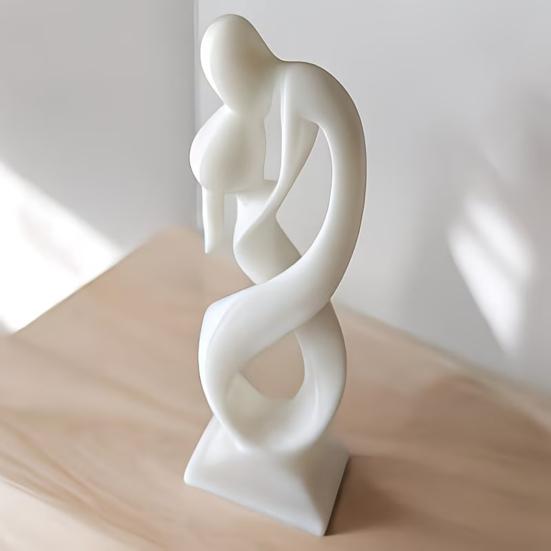 Kiss of Love Figurine, 3D Printed Kissing Couple Statue, White Abstract Art Man And Woman Sculpture for Home Table Shelf Entrance Cabinet Decor