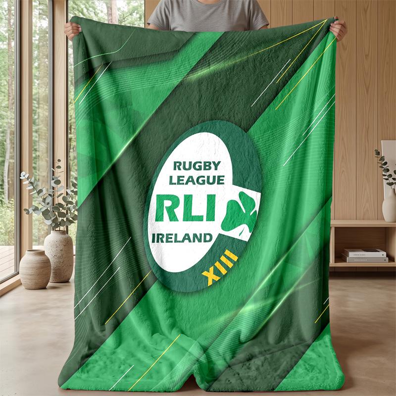 Ireland Rugby Flannel Fleece Blanket Cozy Warm Throw Blanket For Couch Bed Travel All Season Use