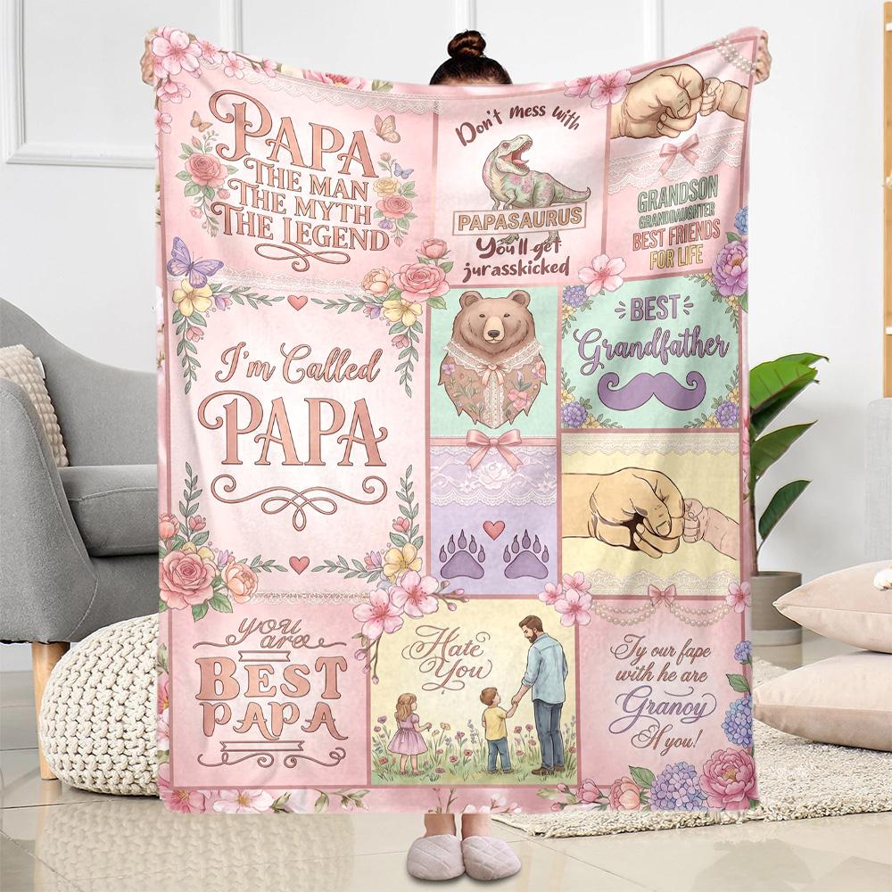 Papa's Legend And Love Flannel Blanket-Soft and Suitable for Sofas,Beds,Offices,Travel,All Seasons,Great Gift for Holidays and Birthdays.
