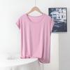 Летняя свободная футболка большого размера с круглым вырезом и короткими рукавами из дышащего материала, минималистичная однотонная нижняя рубашка