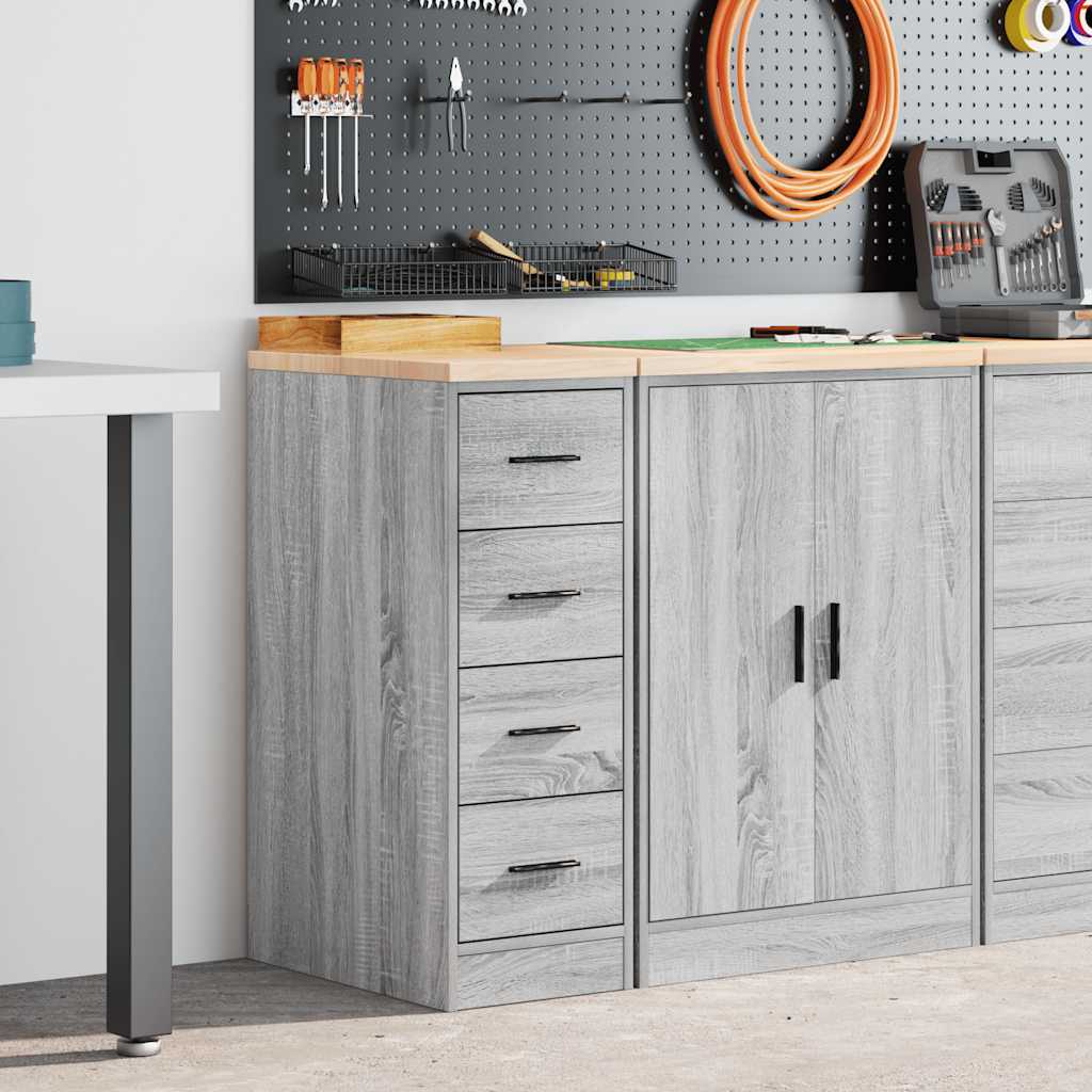 Garage Storage Cabinet Gray Sonoma Solid Pine Wood